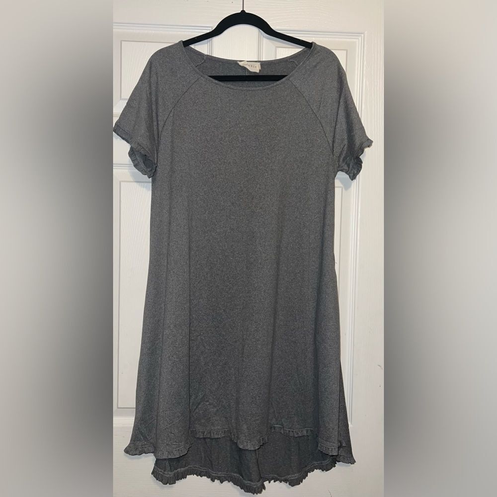 Ninexis Gray Super Soft Hi Low Ruffle detailed Dress Size XL EUC